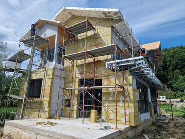 Aplicare termosistem din vata bazaltica pe constructie casa pe structura metalica in Arges