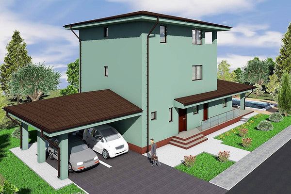 Three Story Steel Frame House With 3 Bedrooms Number 294-007 - modern house design image 2