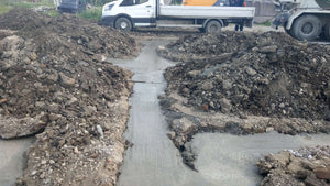 Pouring of Mortar Concrete for a Metal House Foundation thumbnail