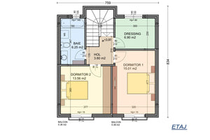 Two Floor Steel Frame House 125-102 With 4 Rooms 125-102 - upper floor plan image thumbnail