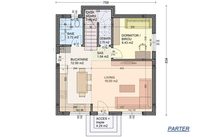 Two Floor Steel Frame House 125-102 With 4 Rooms 125-102 - ground floor plan image thumbnail