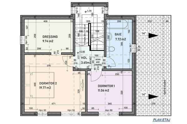 Two Story Steel Frame House With 2 Bedrooms Model 161-097 - second floor plan