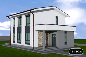 Two Story Steel Frame House With 2 Bedrooms Model 161-097 - house design front image thumbnail