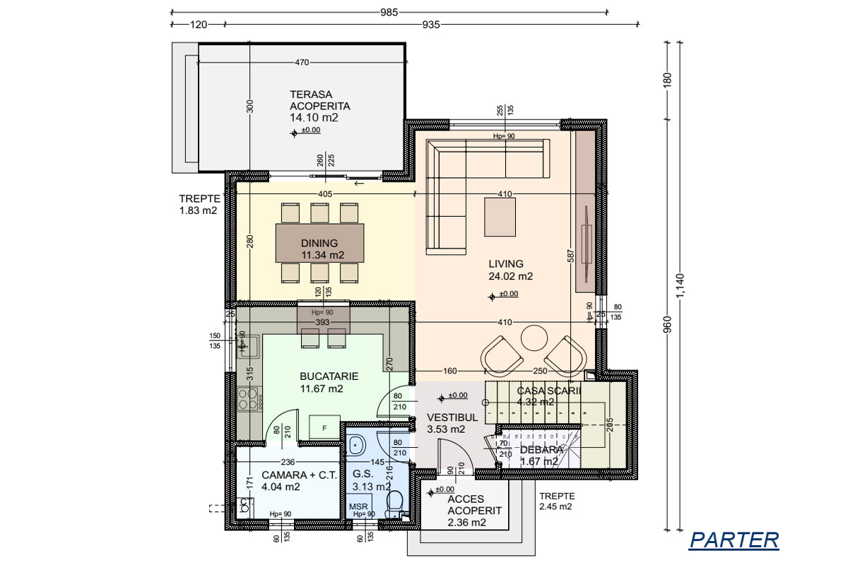 Two Story Steel Frame House With 2 Bedrooms Model 176-101 - home plan on the ground floor