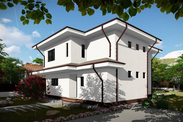 Two Story Steel Frame House With 3 Bedrooms Model 260-006 - modern style house exterior image 3