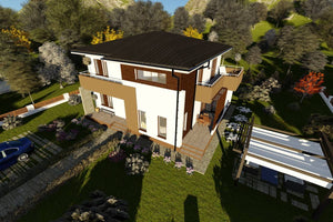 Two Story Steel Frame House With 3 Bedrooms Number 235-043 - modern exterior home image 3 thumbnail