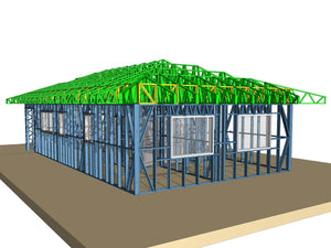 vedere unghi fata-stanga proiect structura metalica scena 3D thumbnail