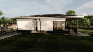 Vizualizare 3D solutie fatada principala si amenajari exterioare casa structura usoara thumbnail