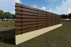 Wood House Fence With Steel Posts And Concrete Base GA03 - fence model image 1 thumbnail