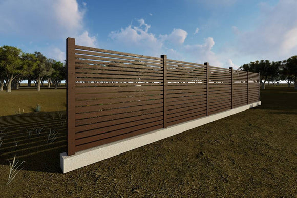 Wooden House Fence With Rectangular Steel Poles GA10 - fence model picture 1
