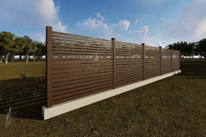 Wooden House Fence With Rectangular Steel Poles GA10 - fence model picture 1 thumbnail
